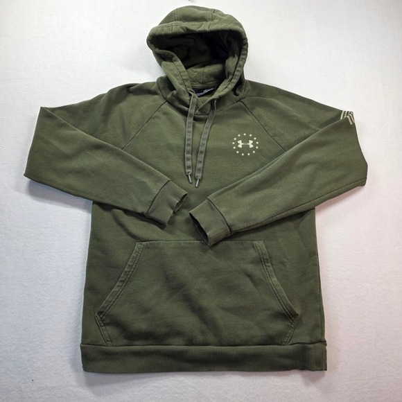Under Armour Other - Under Armour Mens UA Freedom ColdGear Hoodie Small Green USA Flag Graphic